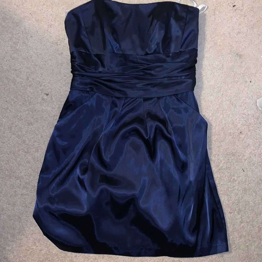 David’s Bridal Navy Strapless Formal Dress